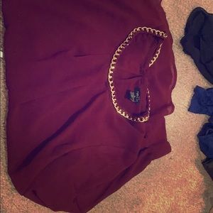 Long Sleeve Maroon Blouse